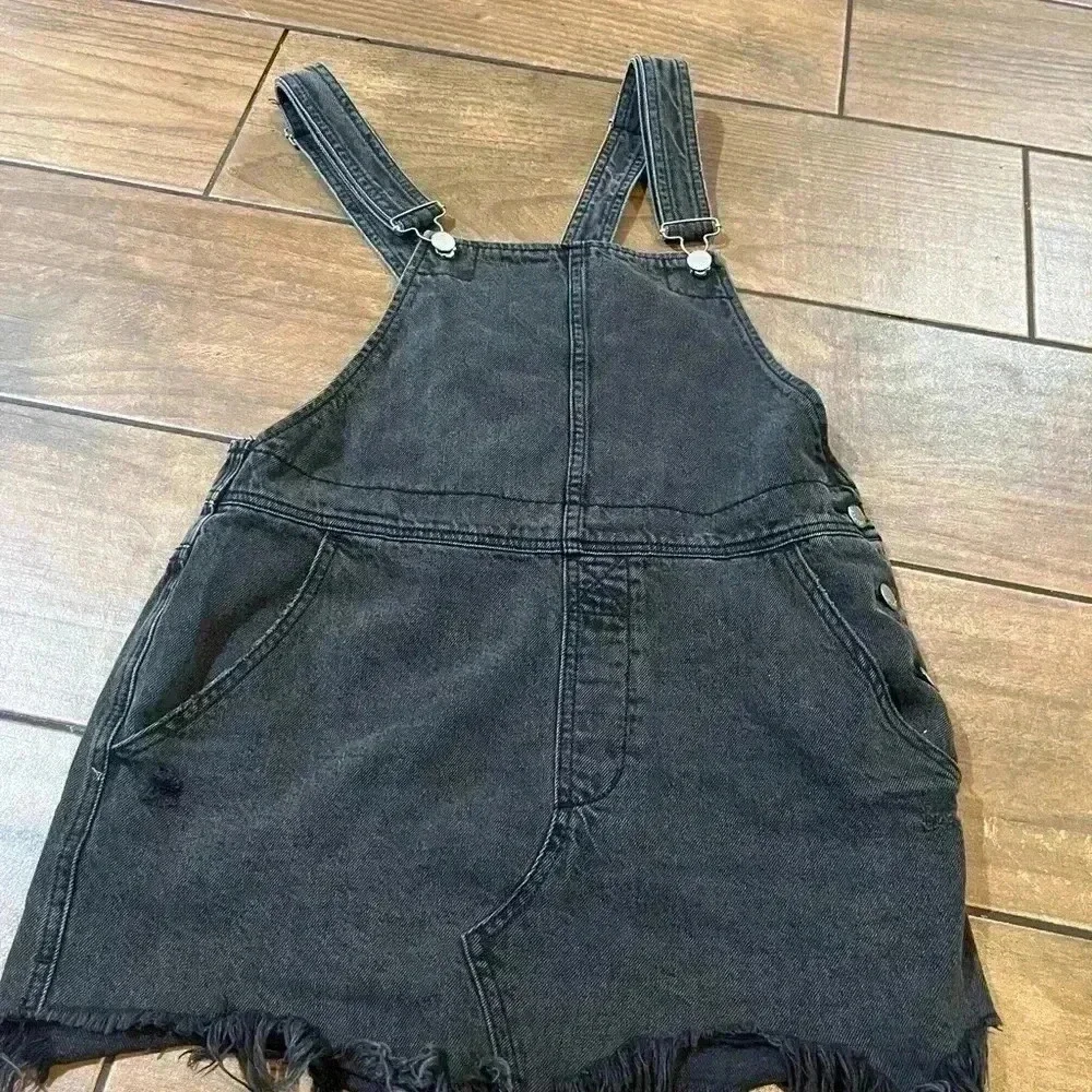 Free people denim overall skirt black size 4 - Picture 4 of 6